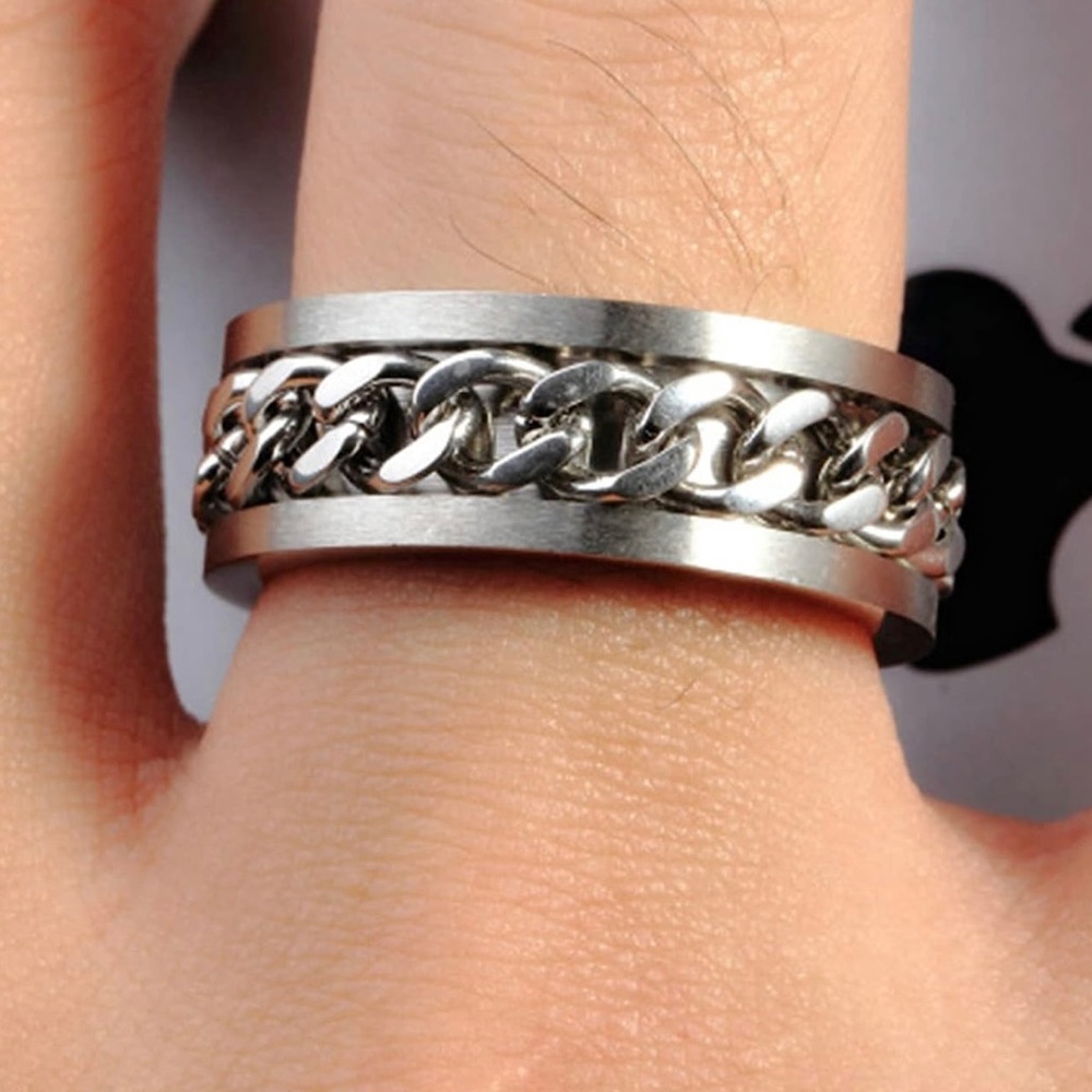 Men’s stainless steel spinner chain ring